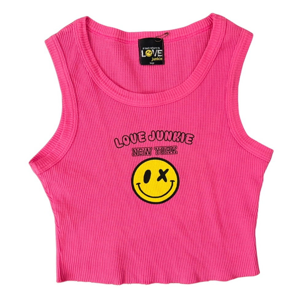 Love Junkie Pink Waffle Tank Top Girls size Large NWOT